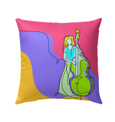 Contrabass Line Art Outdoor Pillow - Beyond T-shirts